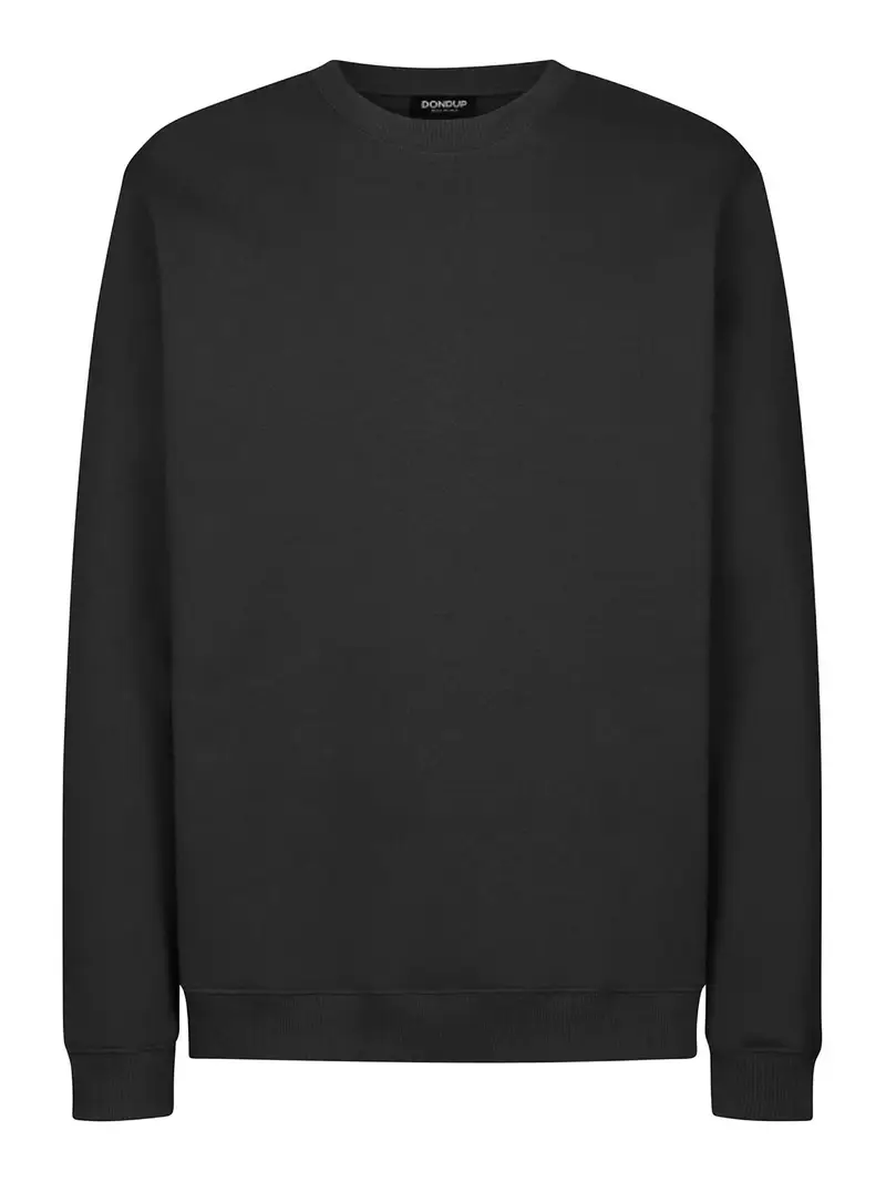 Felpa girocollo regolare in cotone Nero