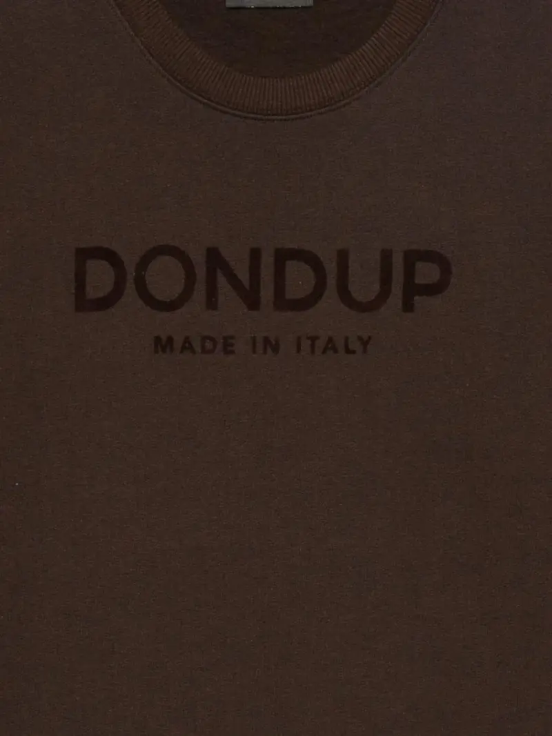 Felpa nera con logo flocked Made in Italy Marrone miniatura 3