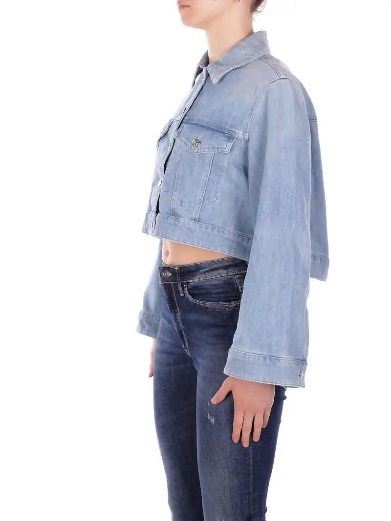 Giubbotto Donna DONDUP Denim blu Giubbino regular in dnm miniatura 2