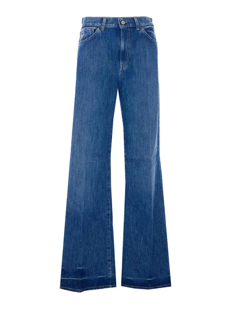 Jeans color ambra in denim Blu