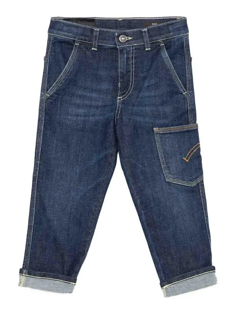 Jeans Con Risvolto Blu