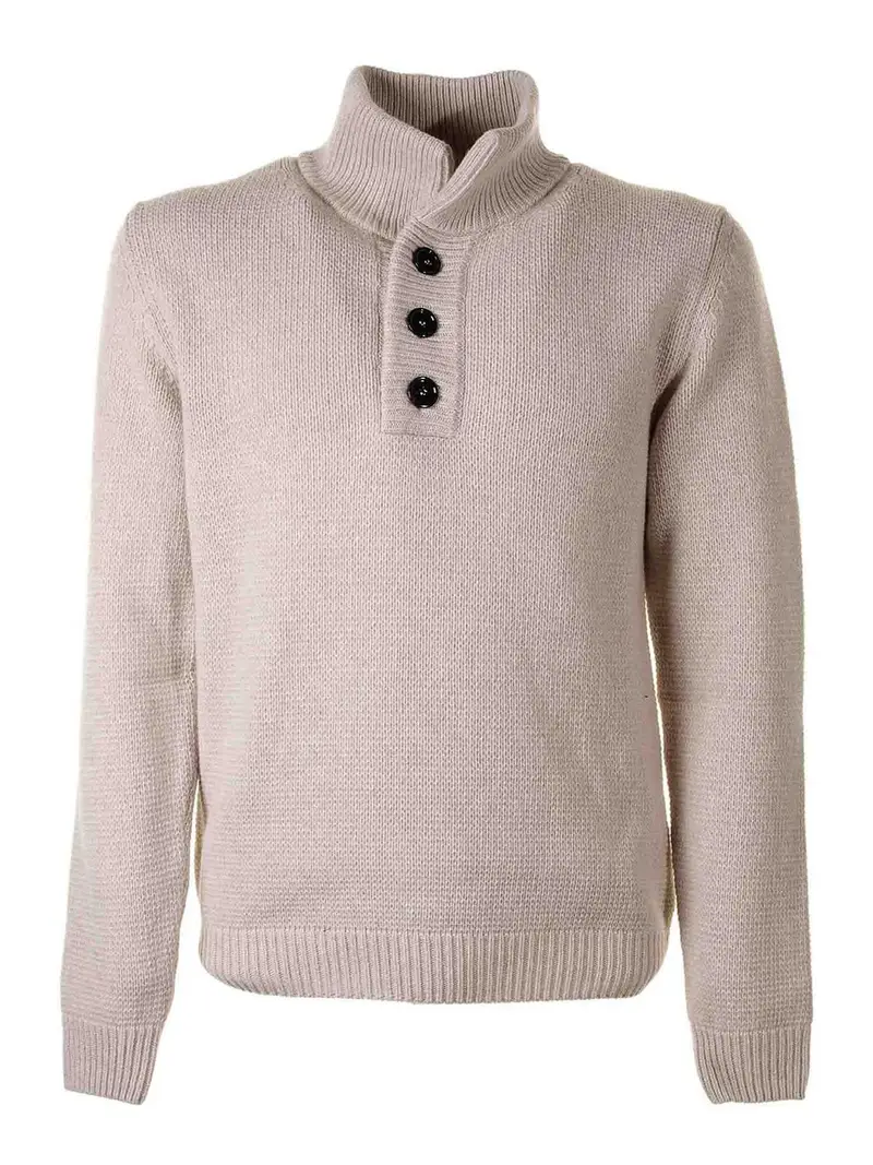Maglia Beige A Collo Alto Crema