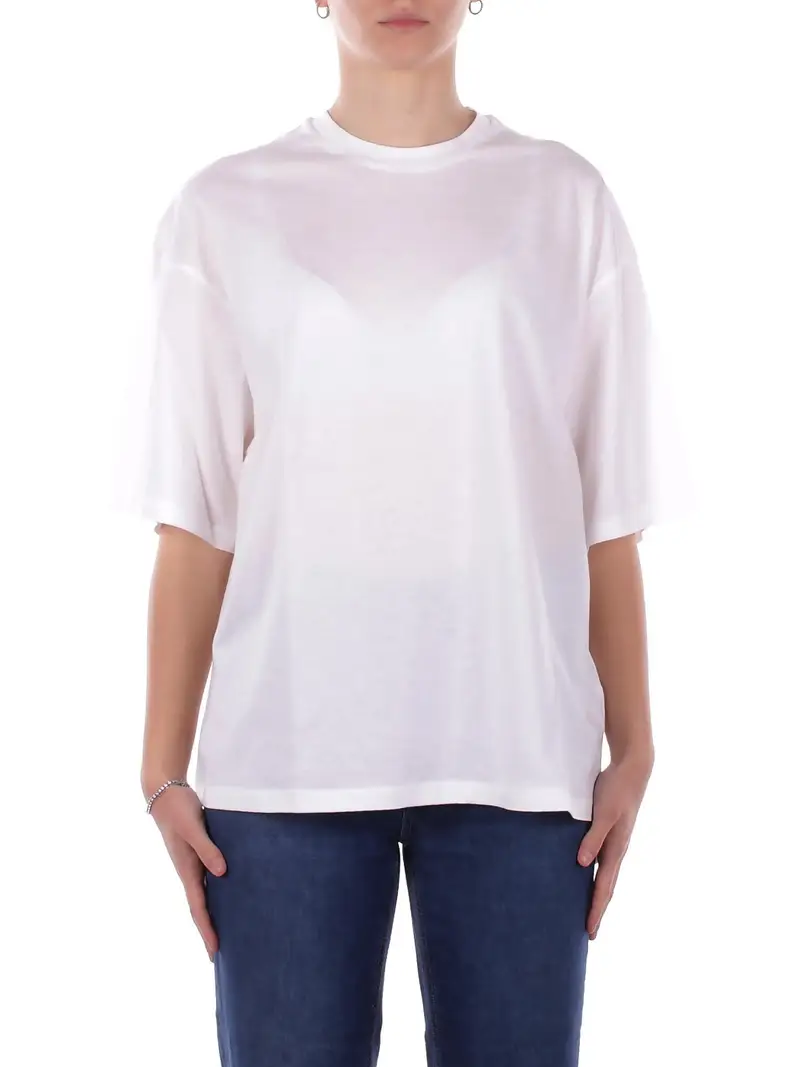 Maglia Donna DONDUP Bianco Girocollo over in jersey