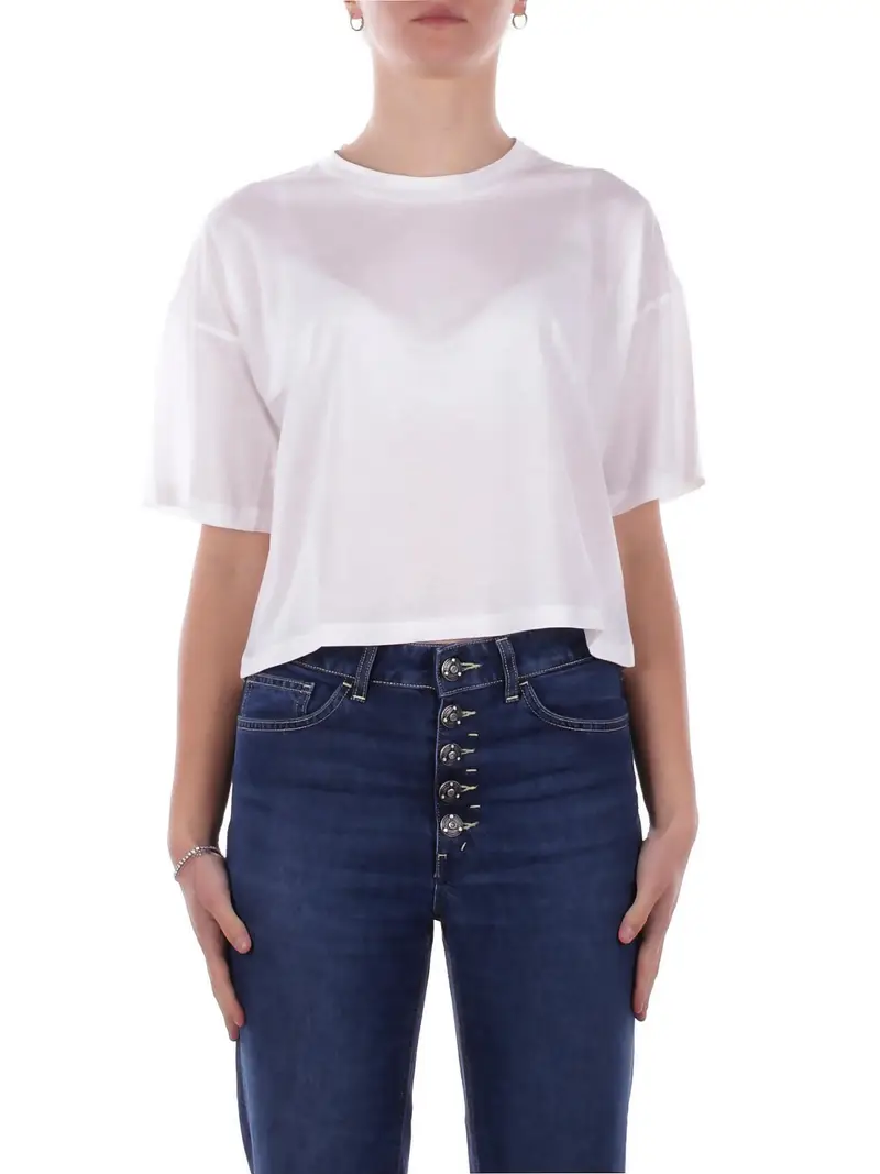 Maglia Donna DONDUP Bianco Girocollo regular in jersey