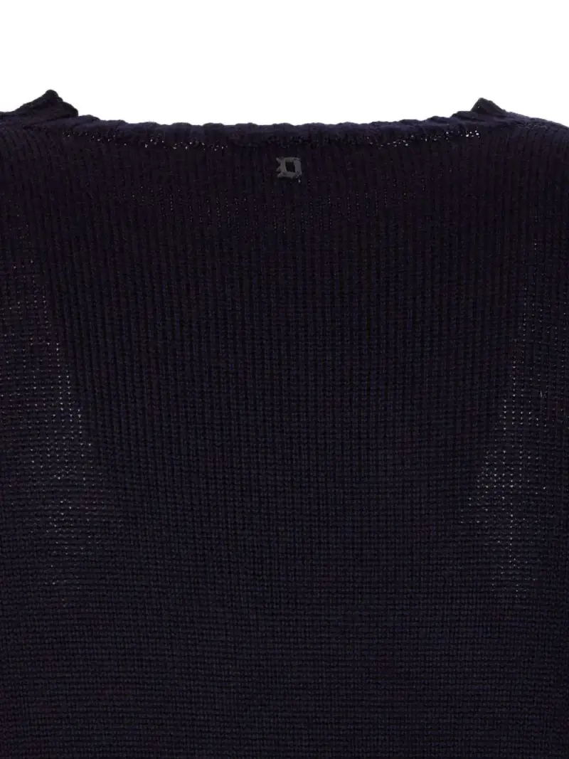 Maglione a Girocollo conTrama a Coste Blu miniatura 3