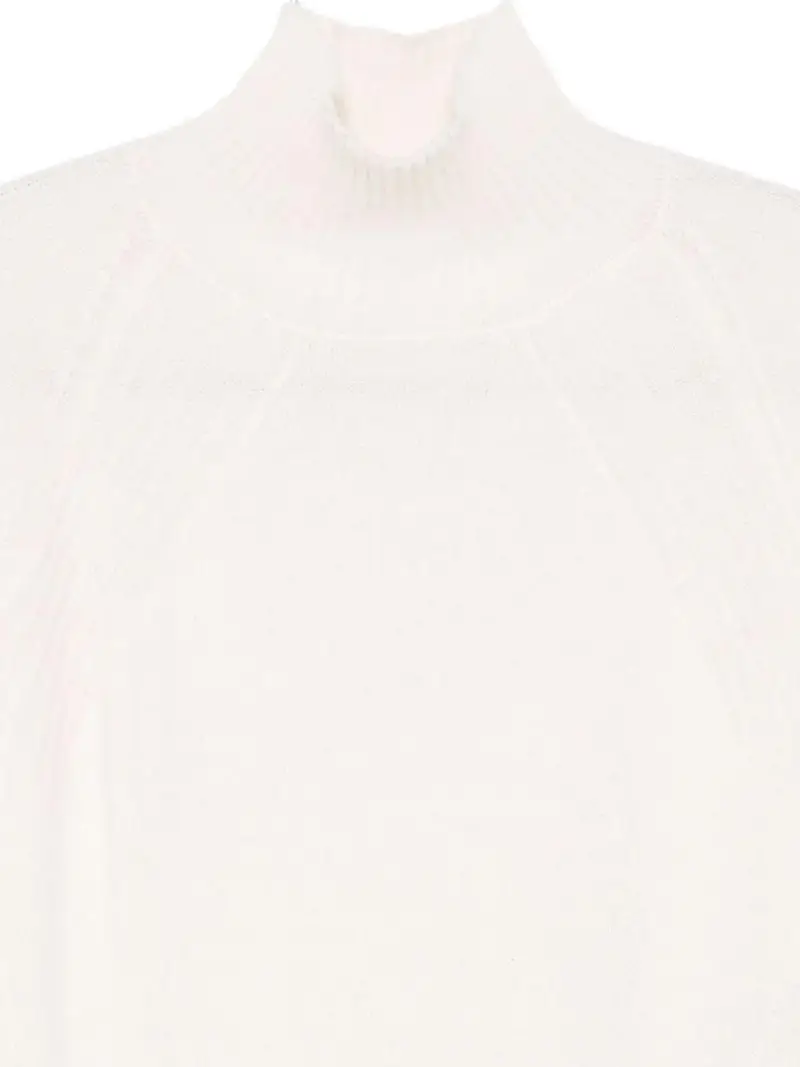 Maglione bianco a collo alto in maglia fine Bianca miniatura 2