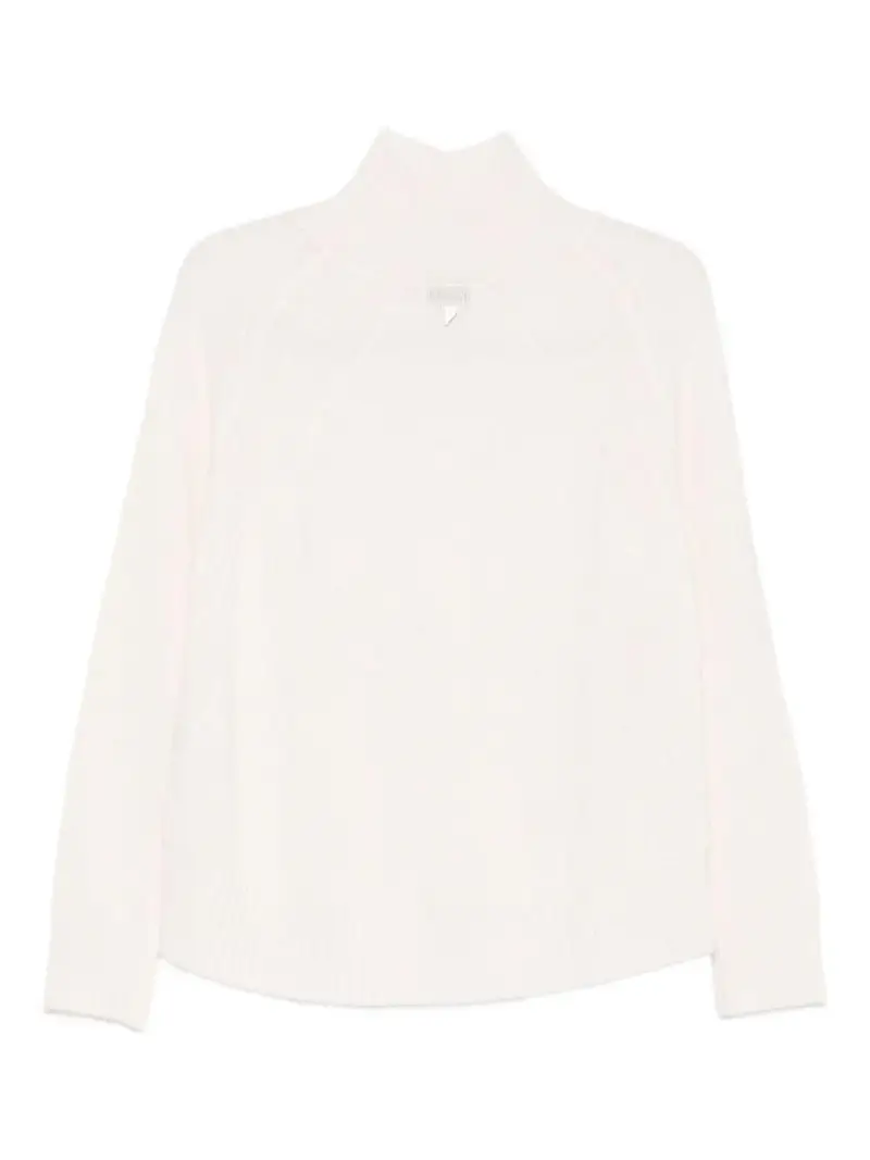 Maglione bianco a collo alto in maglia fine Bianca miniatura 3