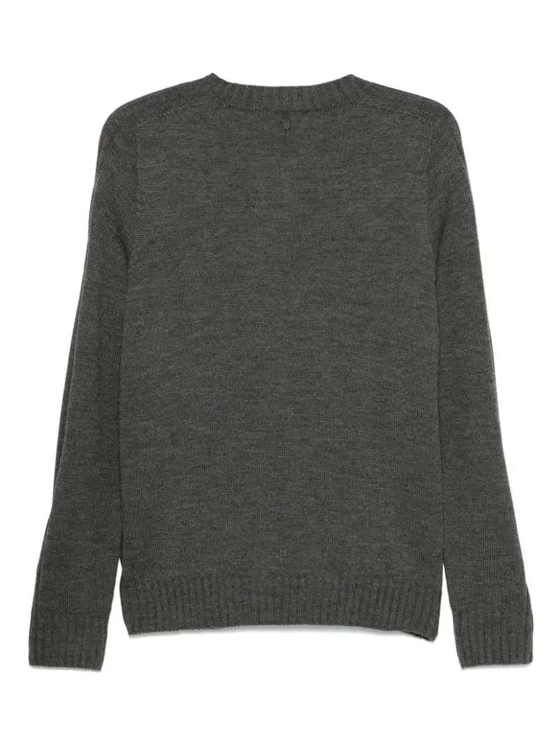 Maglione grigio con profili sottili a contrasto lana miniatura 2