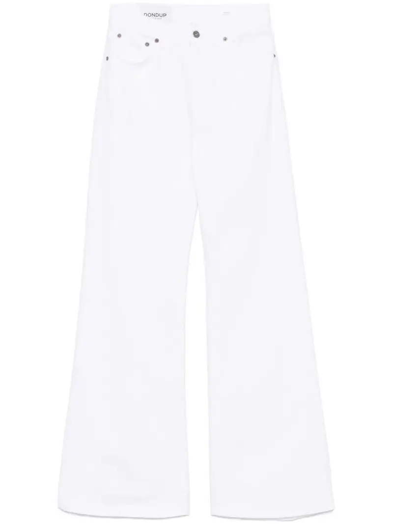 Pantalone amber bianco con ricami floreali