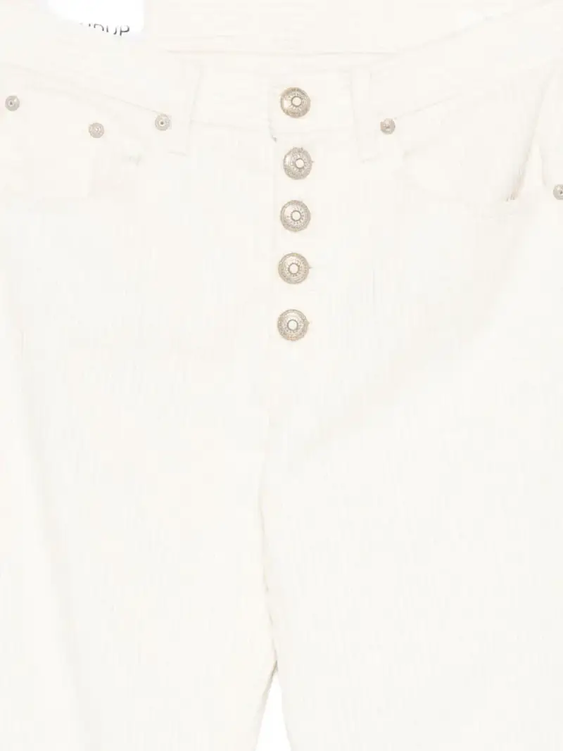 Pantaloni beige abbottonati in velluto a coste 0 miniatura 2