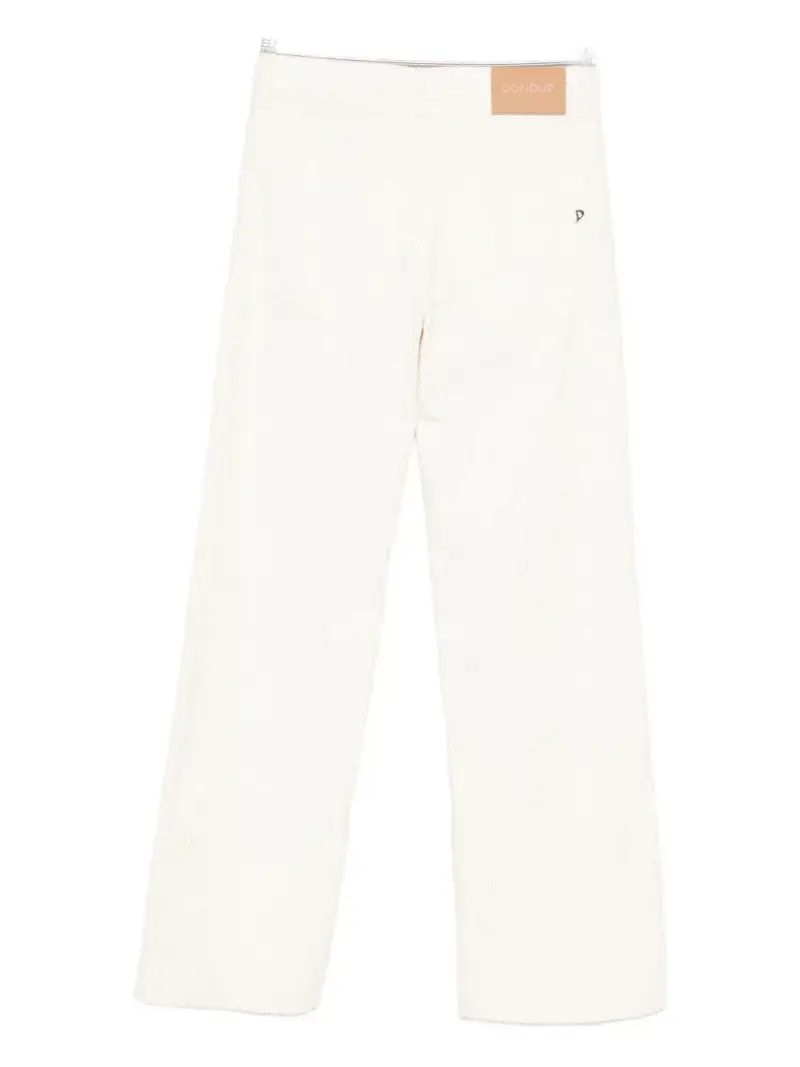 Pantaloni beige abbottonati in velluto a coste 0 miniatura 3