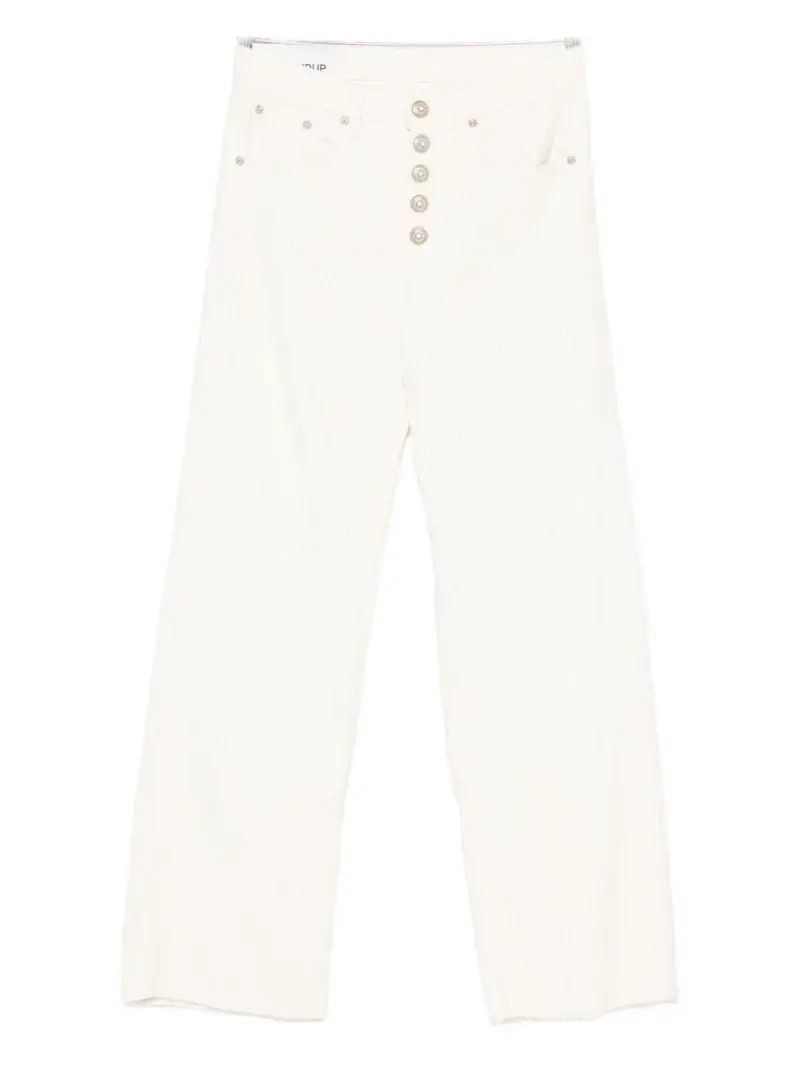 Pantaloni beige abbottonati in velluto a coste 0