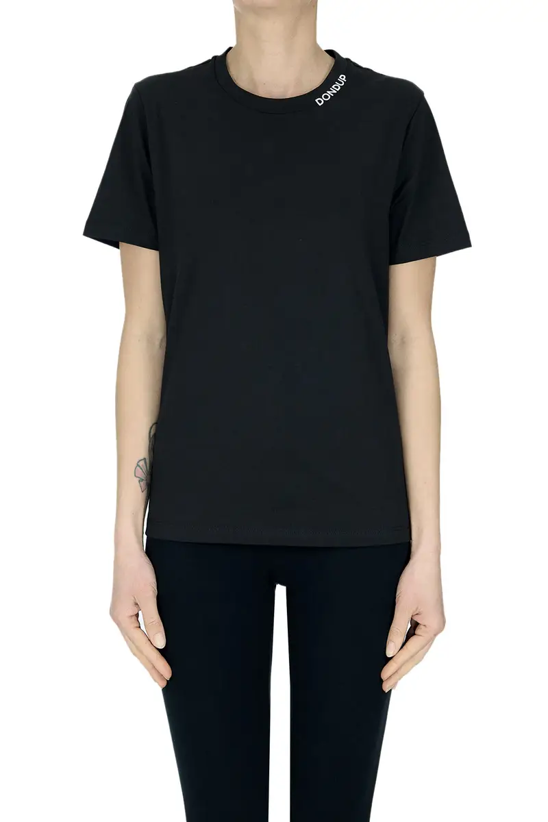 T-shirt con logo sul collo Nero