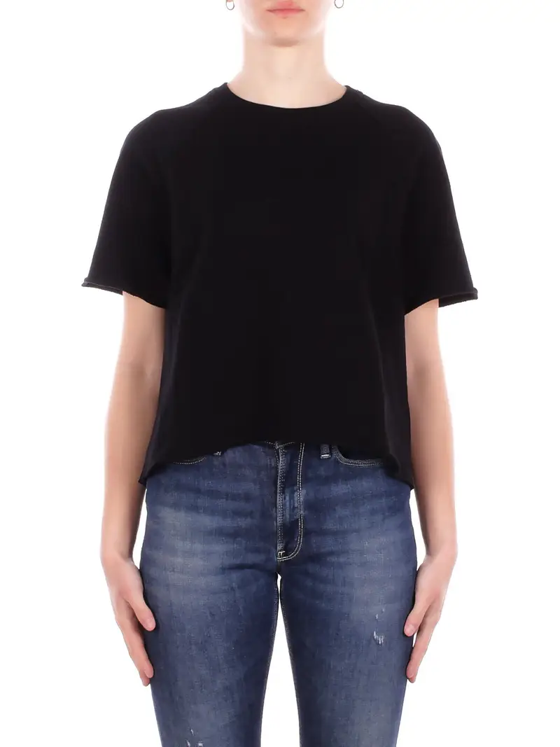 T-shirt Donna DONDUP Nero T-shirt regular in felpa