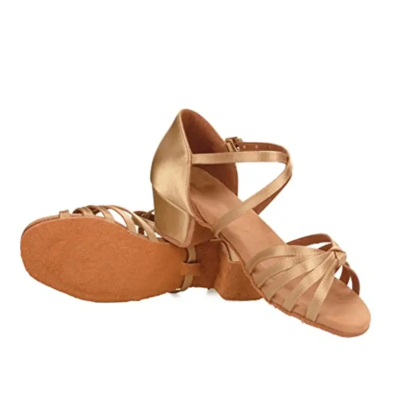 Donna Bambina Scarpe da Ballo Latino/Ballo da Sala/Ballo Liscio Danza Moderna Scarpe da Raso Beige Nodo 37 miniatura 3