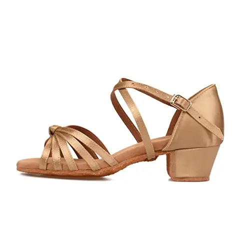 Donna Bambina Scarpe da Ballo Latino/Ballo da Sala/Ballo Liscio Danza Moderna Scarpe da Raso Beige Nodo 39