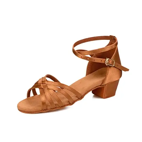 Donna Bambina Scarpe da Ballo Latino/Ballo da Sala/Ballo Liscio Danza Moderna Scarpe da Raso Marrone 40 miniatura 2