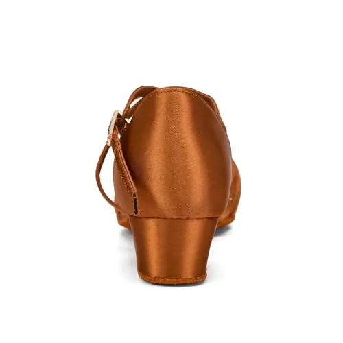 Donna Bambina Scarpe da Ballo Latino/Ballo da Sala/Ballo Liscio Danza Moderna Scarpe da Raso Nodo Marrone 36 miniatura 3