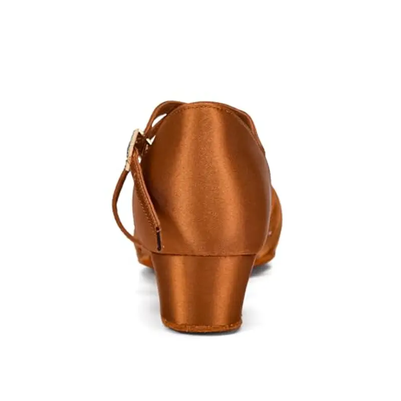 Donna Bambina Scarpe da Ballo Latino/Ballo da Sala/Ballo Liscio Danza Moderna Scarpe da Raso Nodo Marrone 37 miniatura 3