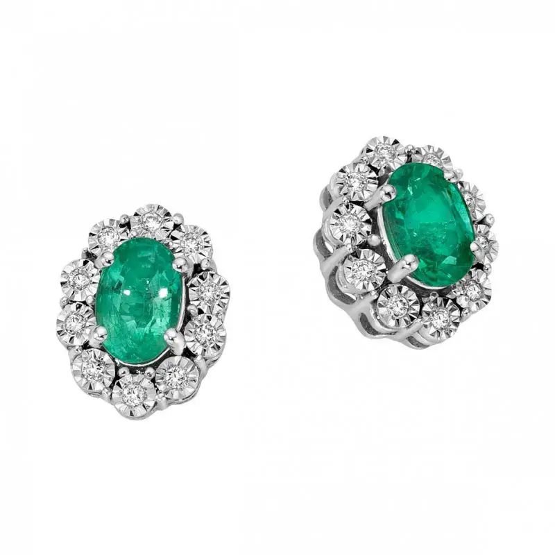Orecchini Smeraldi E Diamanti - Donna Oro