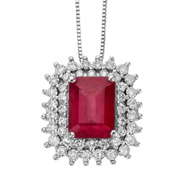 Pendente Con Rubino E Diamanti - Donna Oro