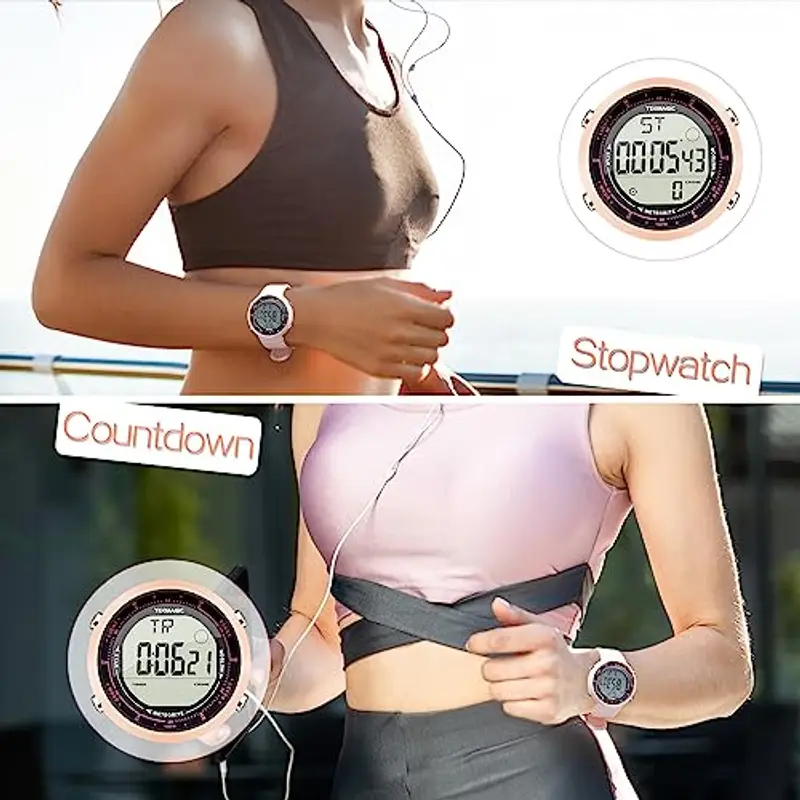 Donne Ragazze Sportivo Nuoto Immersione Orologio da Polso Impermeabile 10 ATM, con Funzioni di Sveglia, Cronometro, Conto alla Rovescia, Doppio Fuso Orario, Formato 12 e 24 Ore, Cinturino in Silicone miniatura 3