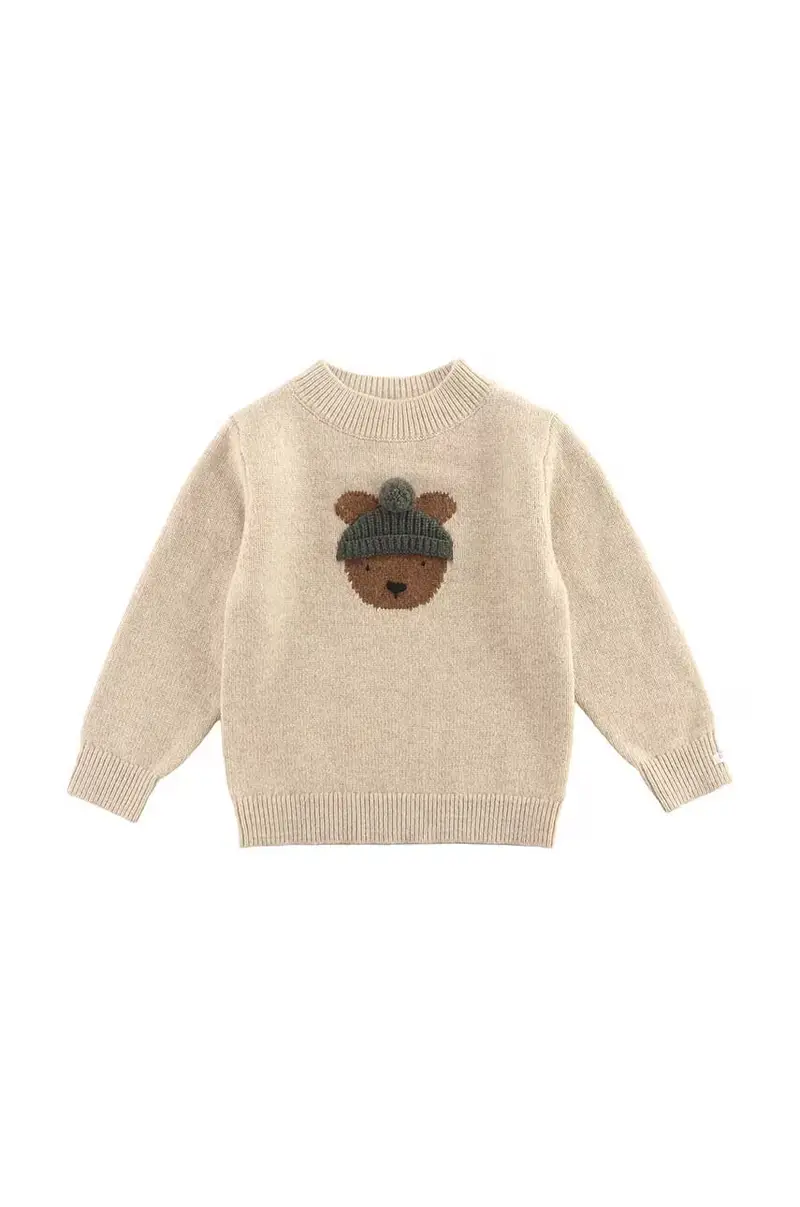 maglione in cotone bambini Denn Merino Wool Sweater Bear colore beige 4083501 miniatura 2