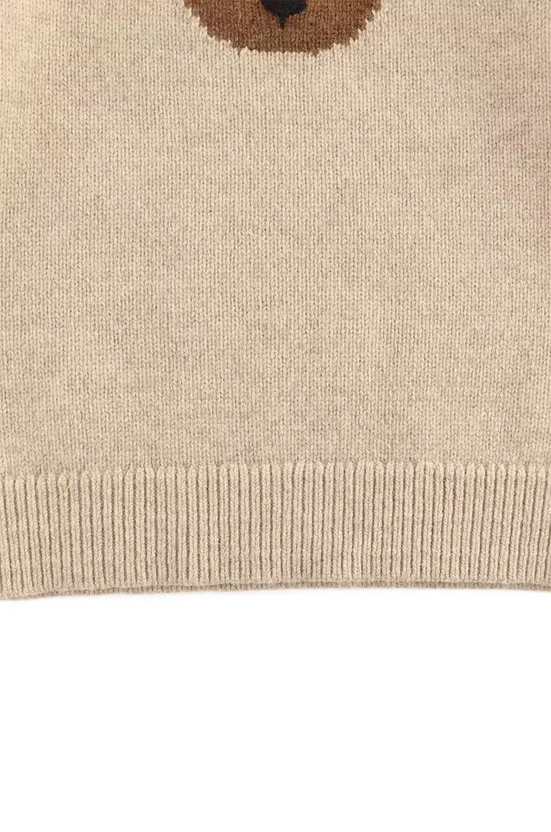 maglione in cotone bambini Denn Merino Wool Sweater Bear colore beige 4083501 miniatura 5