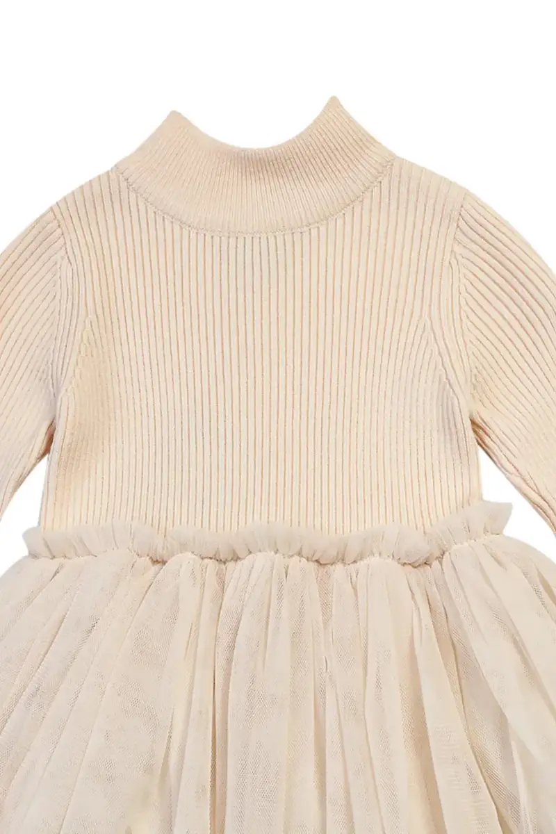 vestito con lana per bambini Lotus Dress colore beige 4043900 miniatura 3