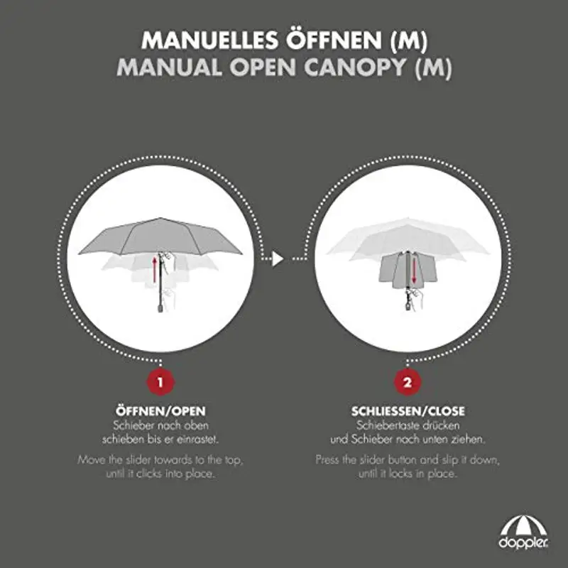 Doppler Ombrello tascabile Carbonsteel Slim Uni - Pratico - Leggero come una piuma - 22 cm - Rosso miniatura 3