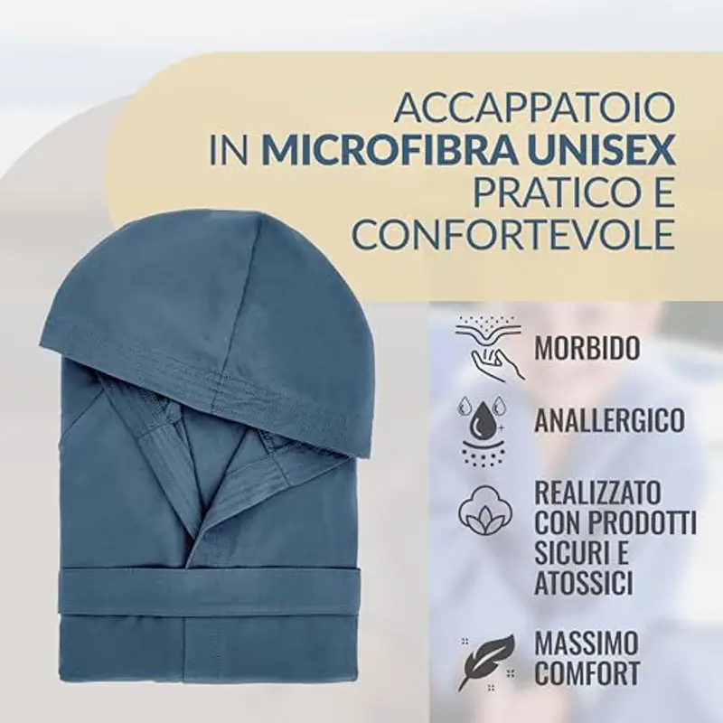 Dorian Home - Accappatoio Bambino Bambina in Microfibra Anallergico, Morbido, Leggero Salvaspazio Assorbente, Rapida miniatura 2