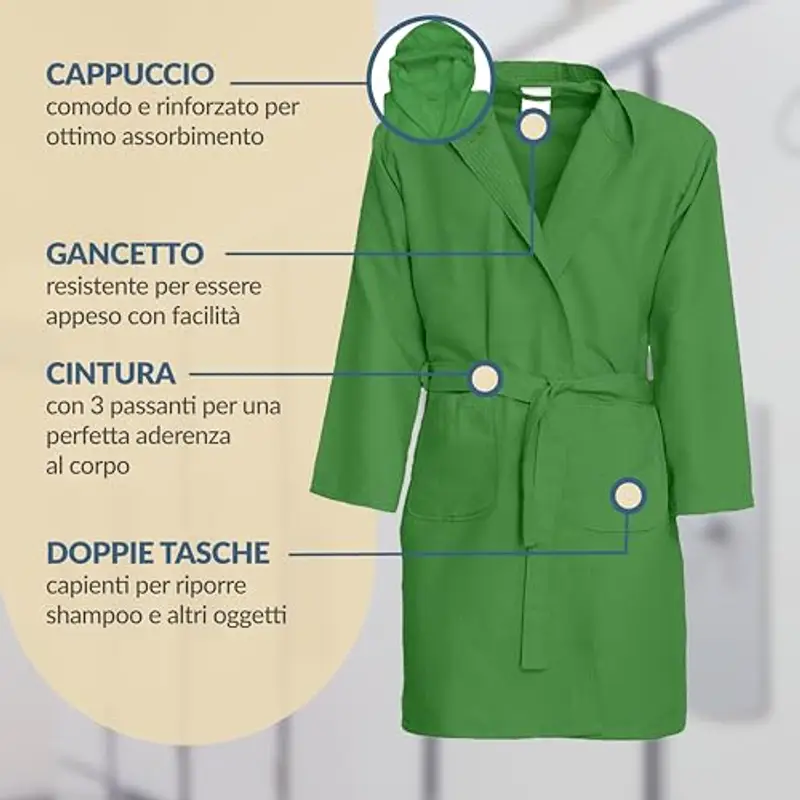 Dorian Home - Accappatoio Uomo e Donna in Microfibra Anallergico, Morbido, Leggero, Salvaspazio, Assorbente a Rapida miniatura 3