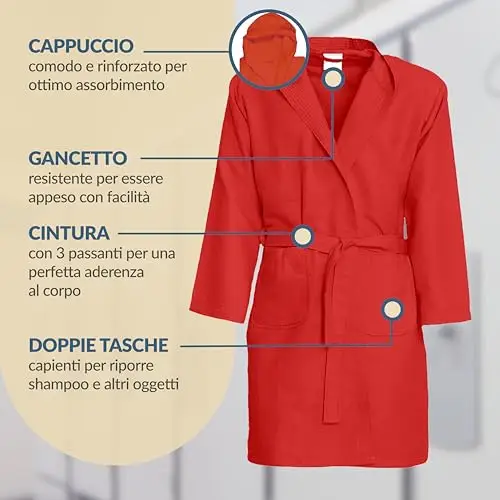 Dorian Home - Accappatoio Uomo e Donna in Microfibra Anallergico, Morbido, Leggero, Salvaspazio, Assorbente a Rapida miniatura 3