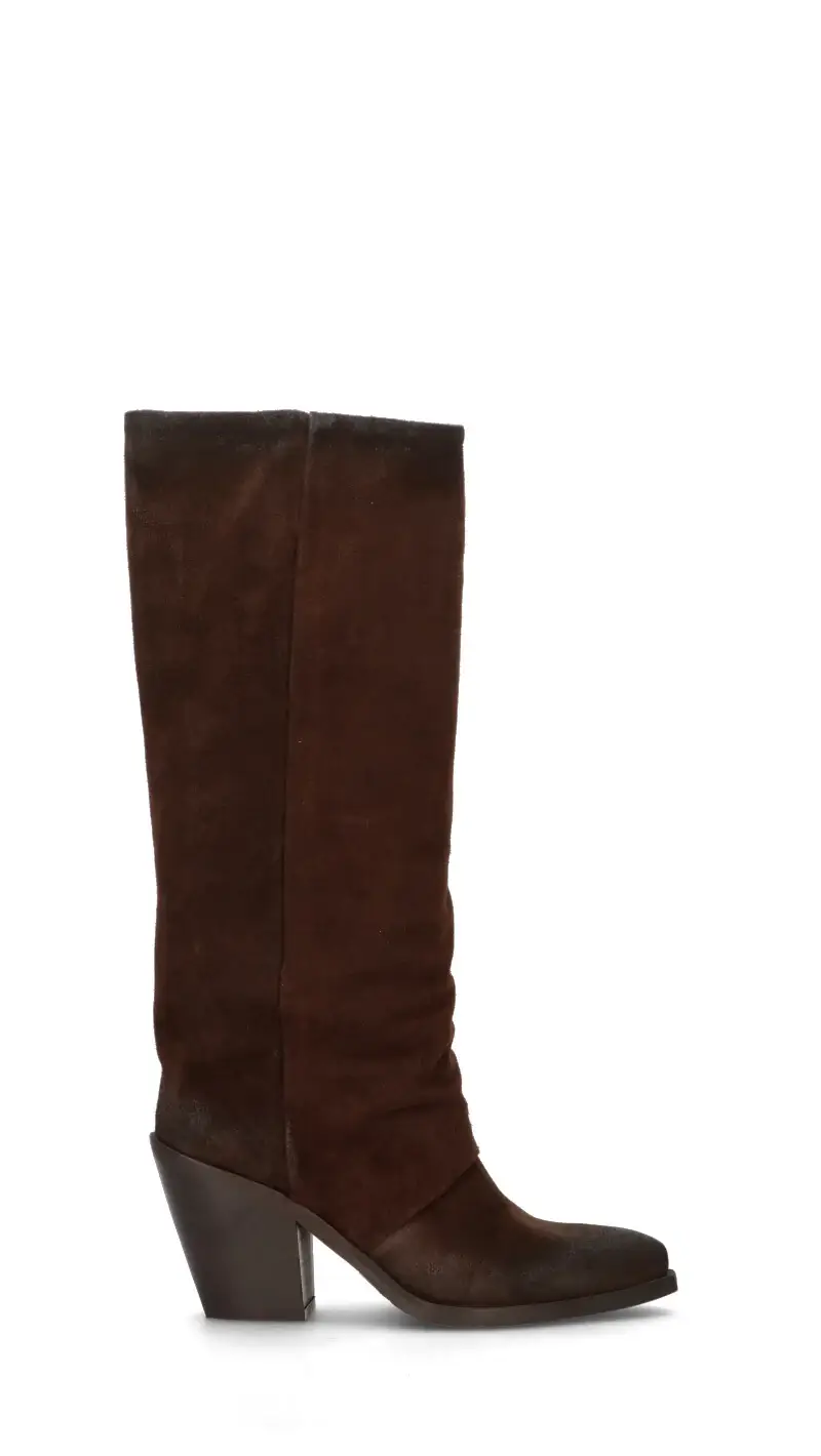 Stivale donna marrone in suede Vario