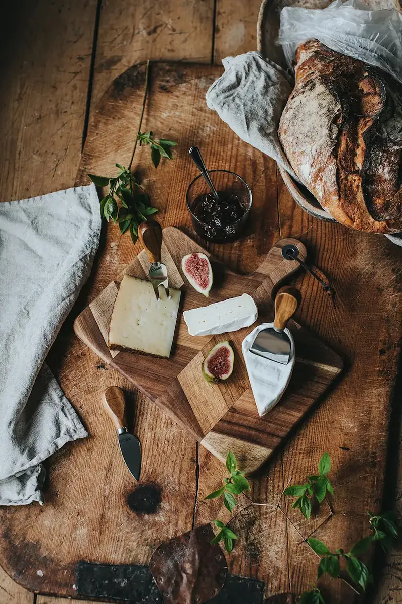 tagliere di formaggi con posate Ollie 30 x 29 cm 4 elementy Beige miniatura 2