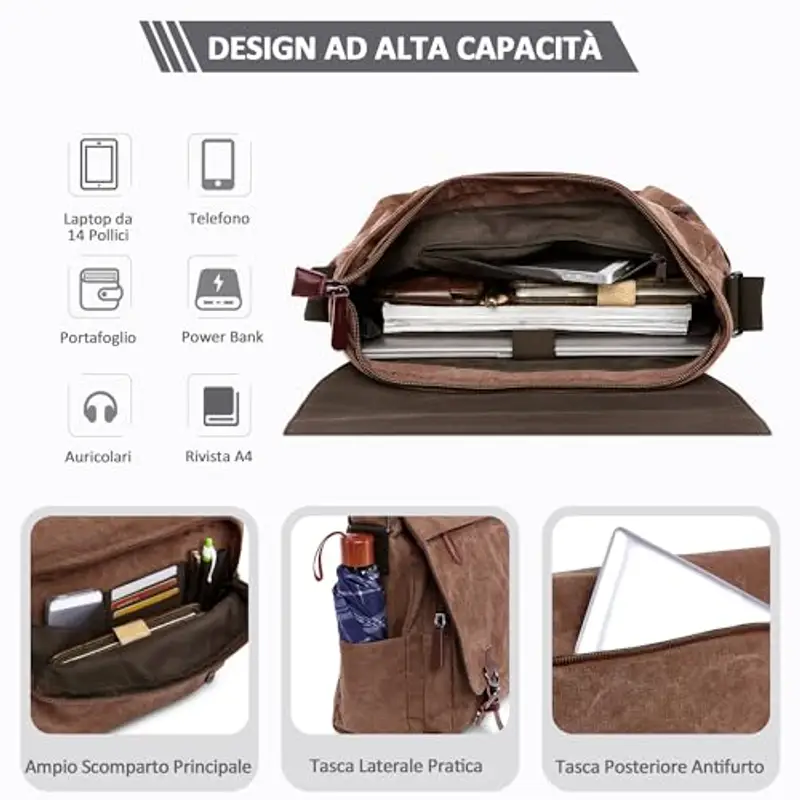 DORRISO Borsa a tracolla Uomo Marrone 2196999 miniatura 3