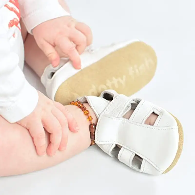 Dotty Fish Sandali unisex in morbida pelle per neonati e bambini - Suola antiscivolo, a piedi nudi, leggeri e miniatura 3