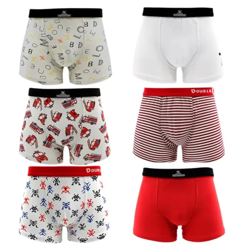 DOUBLE M, 6 Confezioni di Mutande in Cotone per Ragazzi, Mutande Intima Morbida, Mutande Assortite per Ragazzi, Mutande