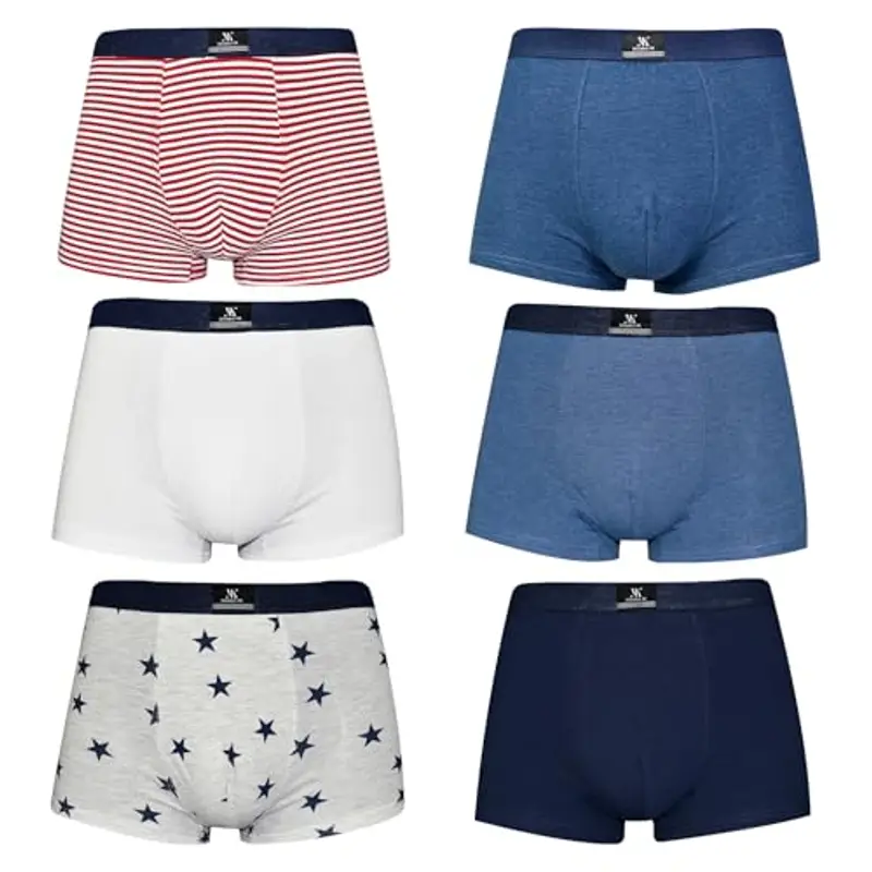 DOUBLE M, Confezione da 6 Boxer Giovanili in Cotone, Taglia 14, Biancheria Intima Giovanile, Boxer per Ragazzi, Varietà di Colori, Slip Morbidi e Traspiranti, Design Elastiche e Confortevoli