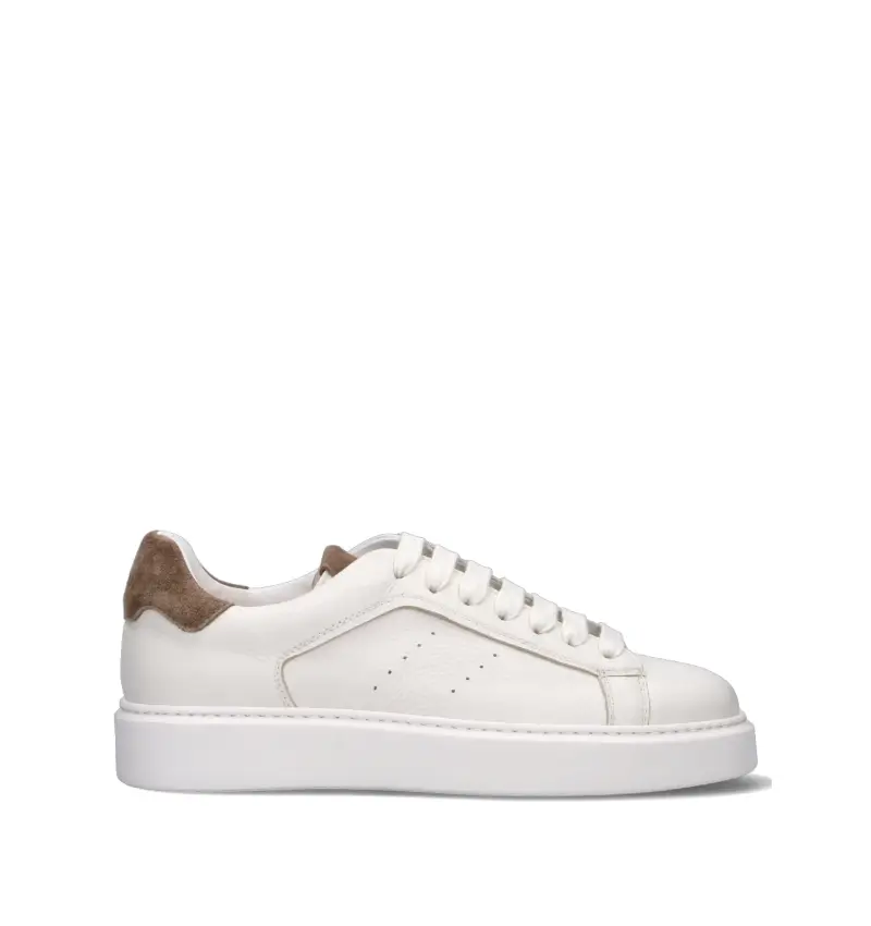 Sneaker uomo bianca/marrone in pelle Vario