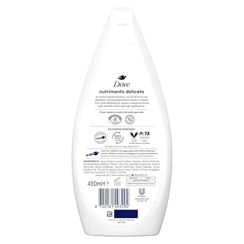 Dove Bagnodoccia Nutrimento Delicato, Idratante Dermo-Naturale, Olio di Cocco, 1/4 Crema Idratante, Dermatologicamente miniatura 2