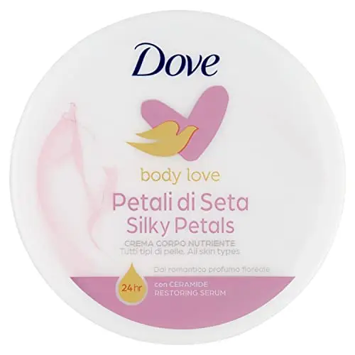 Dove Crema Corpo Petali di Seta, Crema Corpo Nutriente per Tutti i Tipi di Pelle, Pelle Profumata e Liscia Effetto Seta