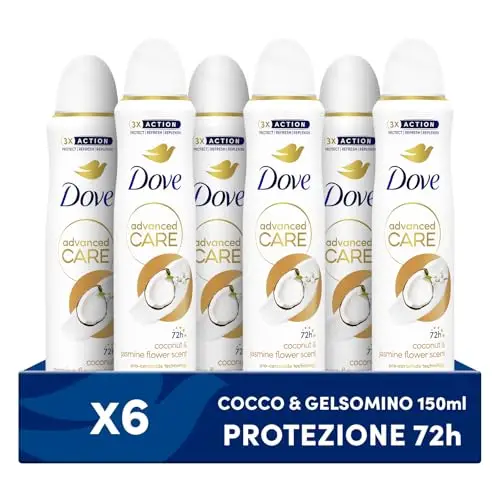 Dove Deodorante Spray Advanced Care Invisible Dry, con Formula Idratante e Delicata sulla Pelle, Formula Anti-macchia,