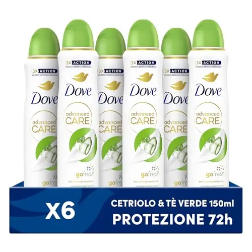 Dove Deodorante Spray Advanced Care Talco, con Formula Idratante e Delicata sulla Pelle, Senza Alcol, Pelle Asciutta
