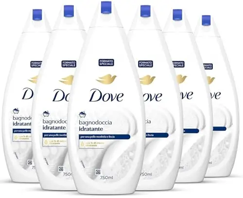 Dove Docciaschiuma Idratante, Formula con Idratante Dermo-Naturale, con 1/4 di Crema Idratante, Dermatologicamente