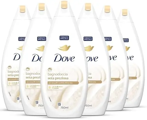 Dove Docciaschiuma Seta Preziosa, Formula con Idratante Dermo-Naturale, con 1/4 di Crema Idratante, Dermatologicamente