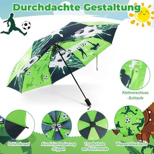DPKOW Ombrello per bambini che cambia colore, ombrello da calcio, ombrello pieghevole per zaino scolastico, regali a miniatura 3
