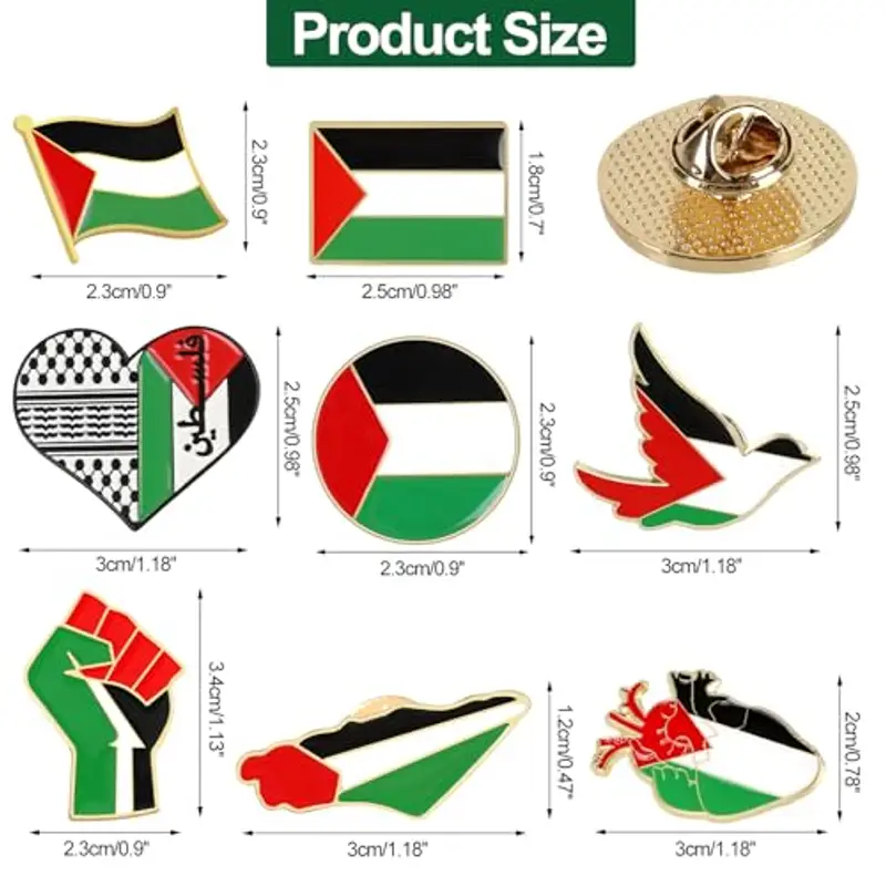 DPKOW Spilla Palestina Accessori Bandiera Palestinese Distintivo per Spillo, 8 Pezzi Free Palestine Flag Spille miniatura 2