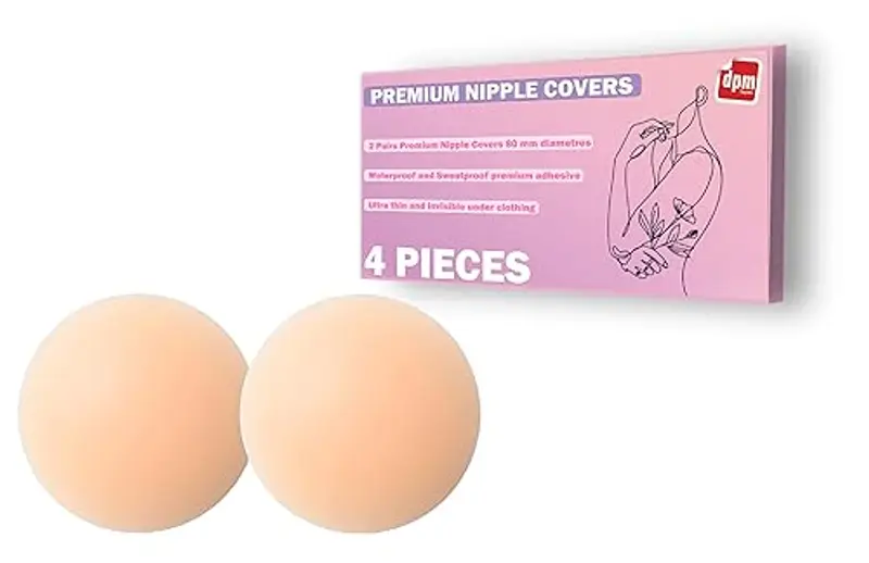 Dpm tapes Nipple Cover – Copricapezzoli Adesivi in Silicone, Delicati, sulla pelle, Discreti, Adattabili, Cuscinetti per capezzoli autoadesivi, ipoallergenici, Universali, Color carne – 2 Paia