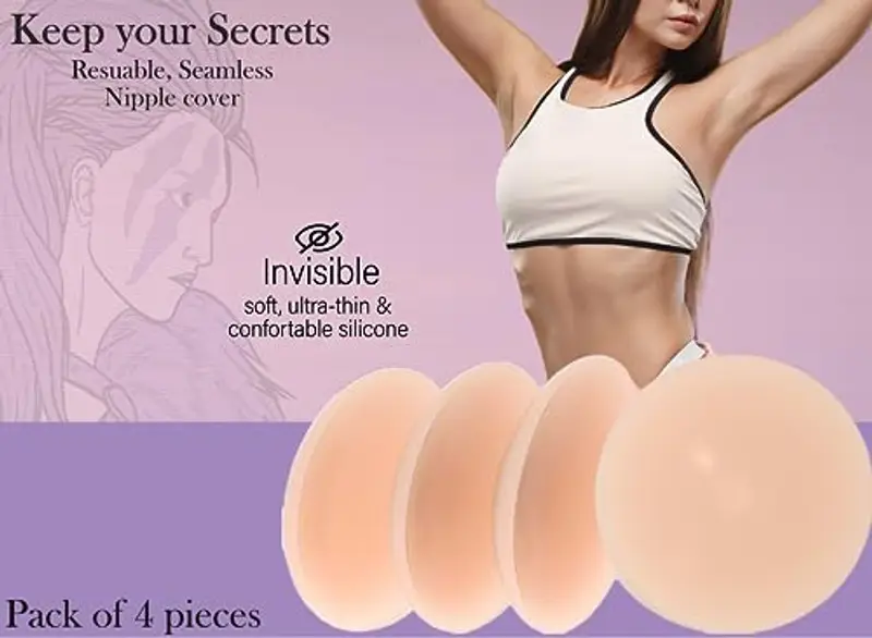 Dpm tapes Nipple Cover – Copricapezzoli Adesivi in Silicone, Delicati, sulla pelle, Discreti, Adattabili, Cuscinetti per capezzoli autoadesivi, ipoallergenici, Universali, Color carne – 2 Paia miniatura 2